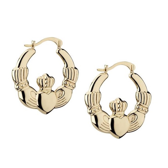 Jewelry - 14K Gold Claddagh Creole Hoop Earrings